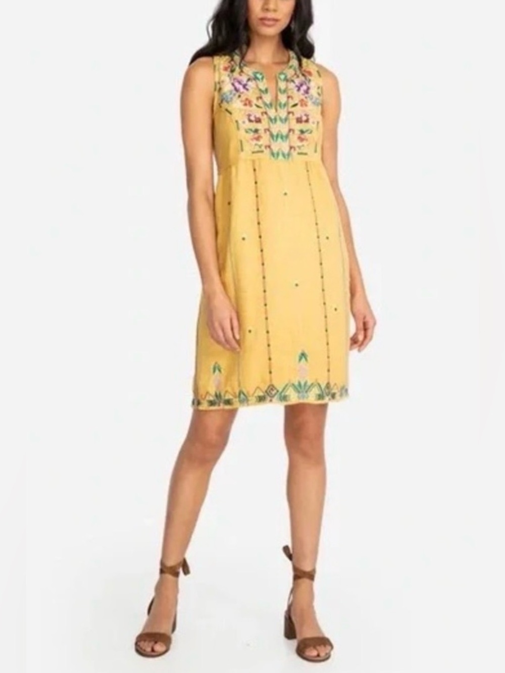 Johnny Was Majorca Linen Embroidered Sleeveless Dress - Picture 3 of 7